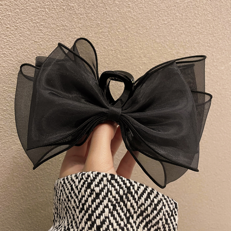 Mesh Spitze Haar Krallen für Frauen Koreanische Mode Haar Clips Mädchen Bowknot Schwarz Haarspangen Krabben Klaue Clip Haarnadeln Haar Zubehör – Detail 2