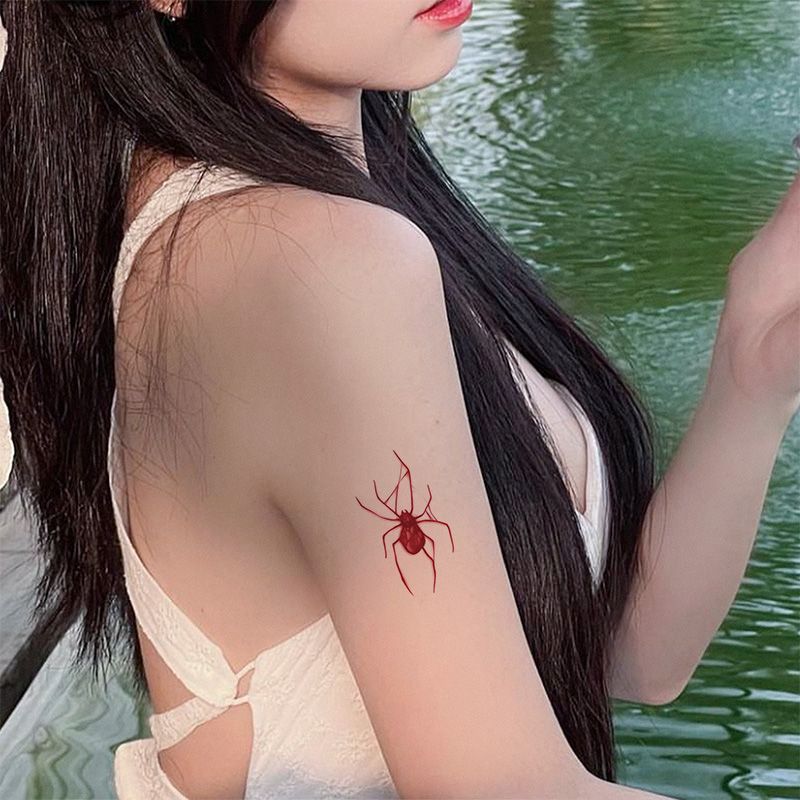 Rote Spinne Muster temporäre Tattoos für Frauen Arm sexy wasserdichte Tattoo Aufkleber niedliche Kunst dauerhafte Cartoon y2k gefälschte Tätowierung – Detail 9