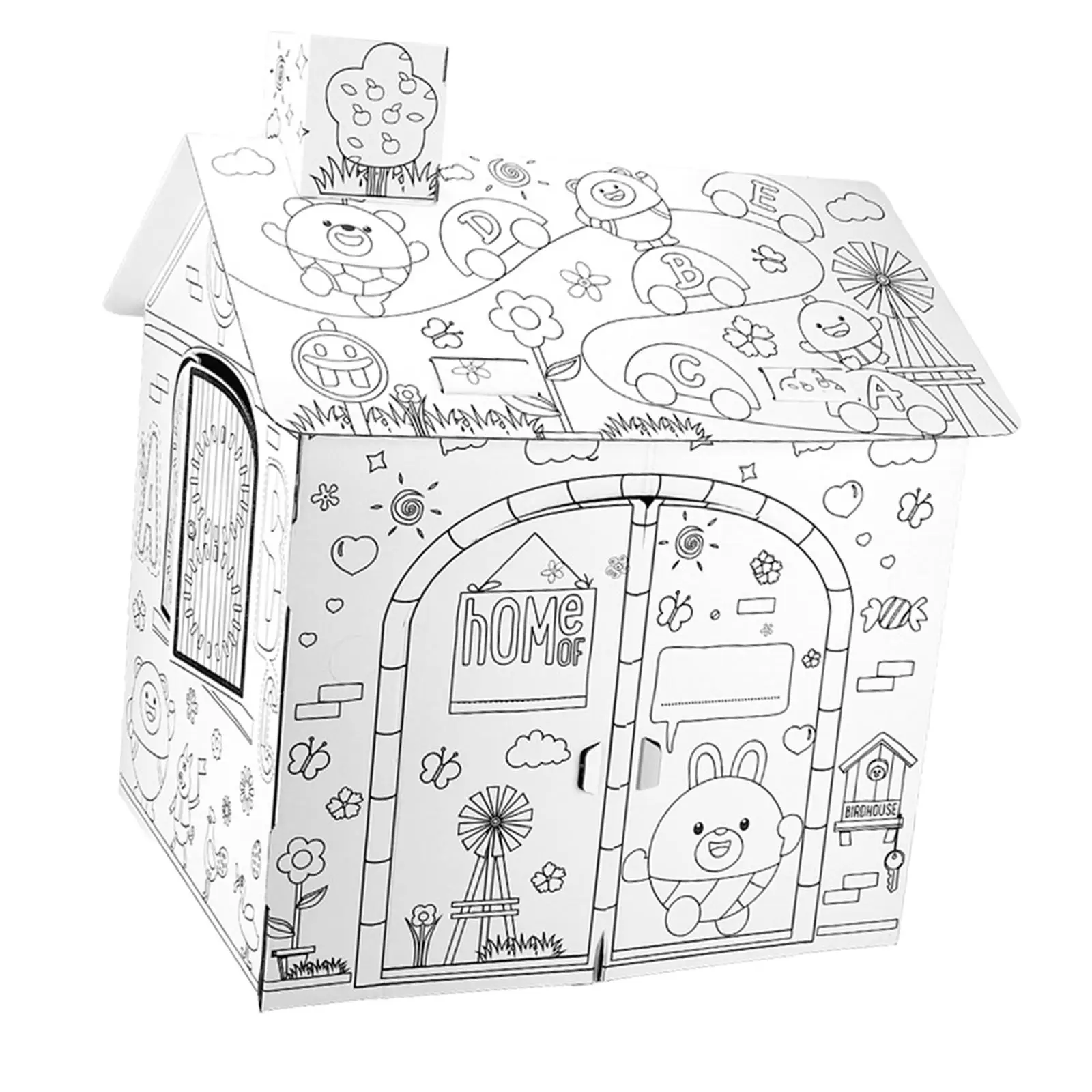 Paper Cardboard Playhouse Indoor Fun Paper Craft Kits Creative Arts with Color