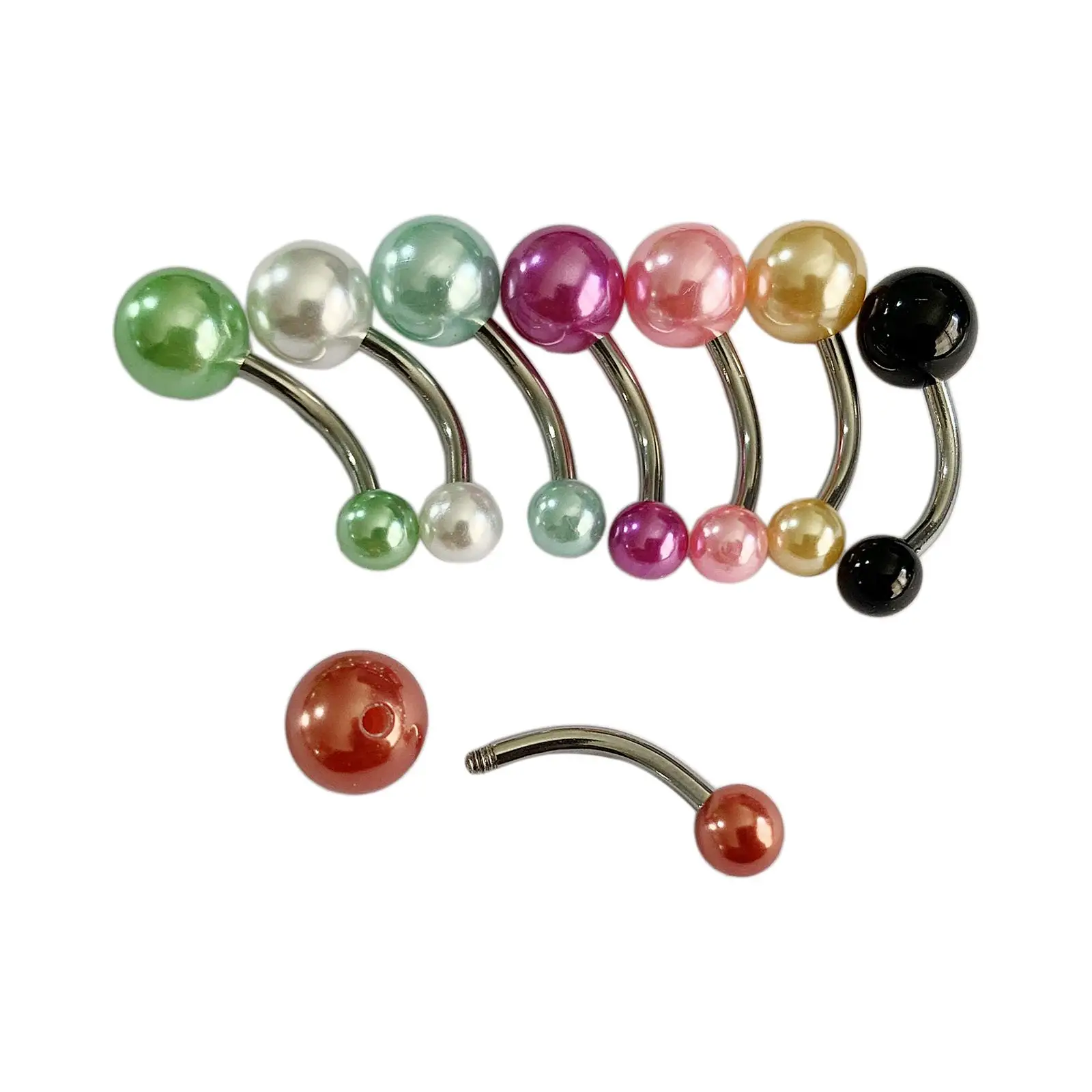 8x Belly Button Rings Easy to Wear Comfortable Hip Rock 10mm 1.6mm Fashion Acrylic Body Piercing Jewelry for Women Men