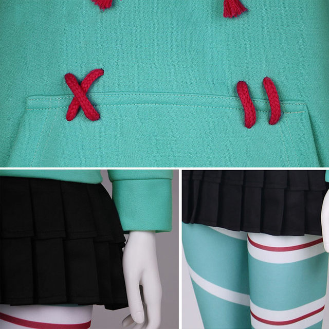 Halloween Ralph Cosplay Costume Vanellope Von Schweetz Outfit Game