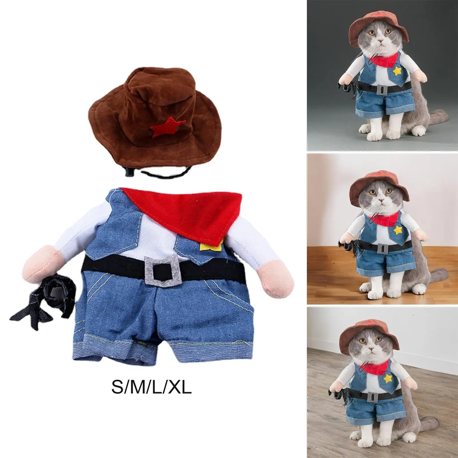 Pet Dog Cat Costumes Pet Halloween Cosplay Costume Cute Dog Cowboy Clothes