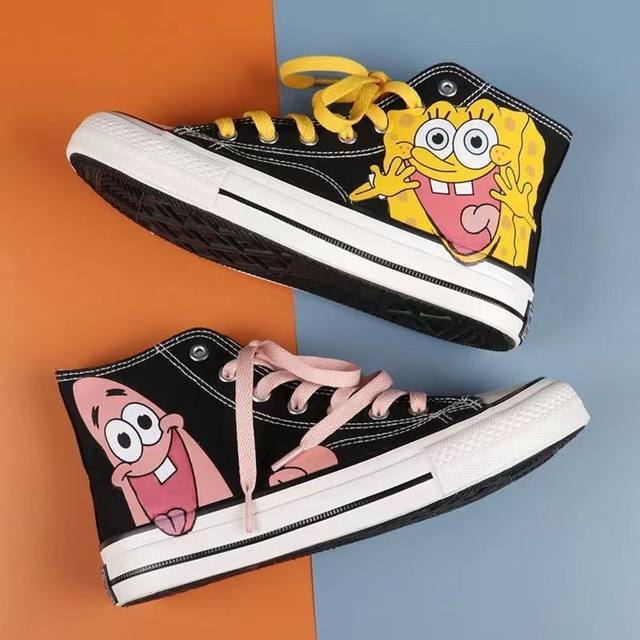 Custom sale AJ1 SpongeBob Patrick artwork anime shoes size 11 woman