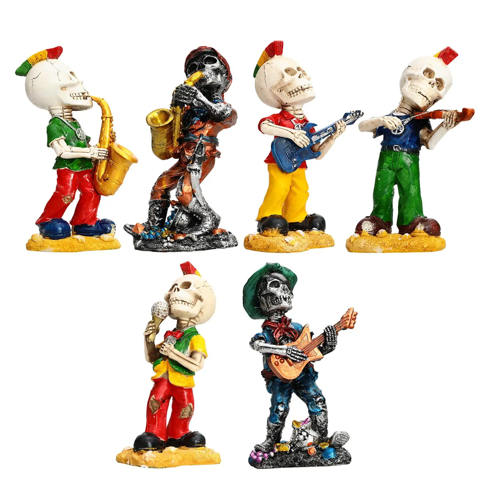 Collectible Musician Figurines Band Figurine Skeleton Statue for Home Office