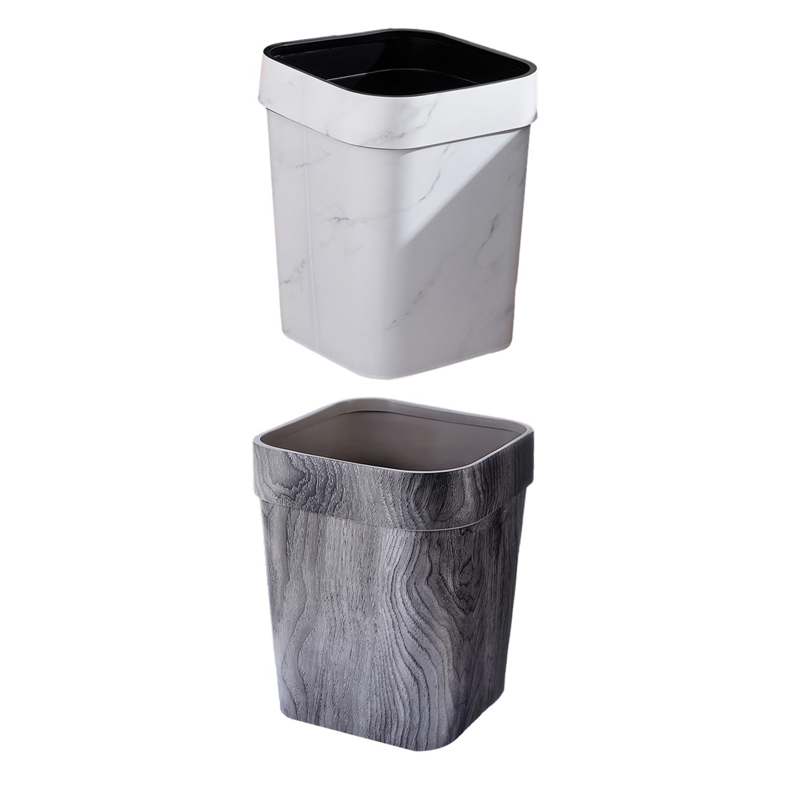 Small Bathroom Trash Can Square 14L Open Mouth Garbage Can Rubbish Bin Waste Basket for Toilet Living Room Home Office Kitchen