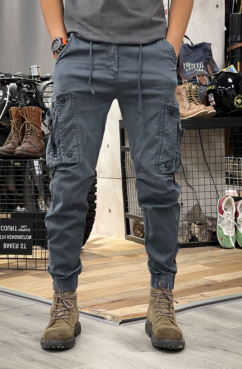 Military Tactical Cotton Cargo Pants for Mens Elastic Casual Trousers Zipper Multi-Pocket Joggers Fashion Khaki Black Army Green