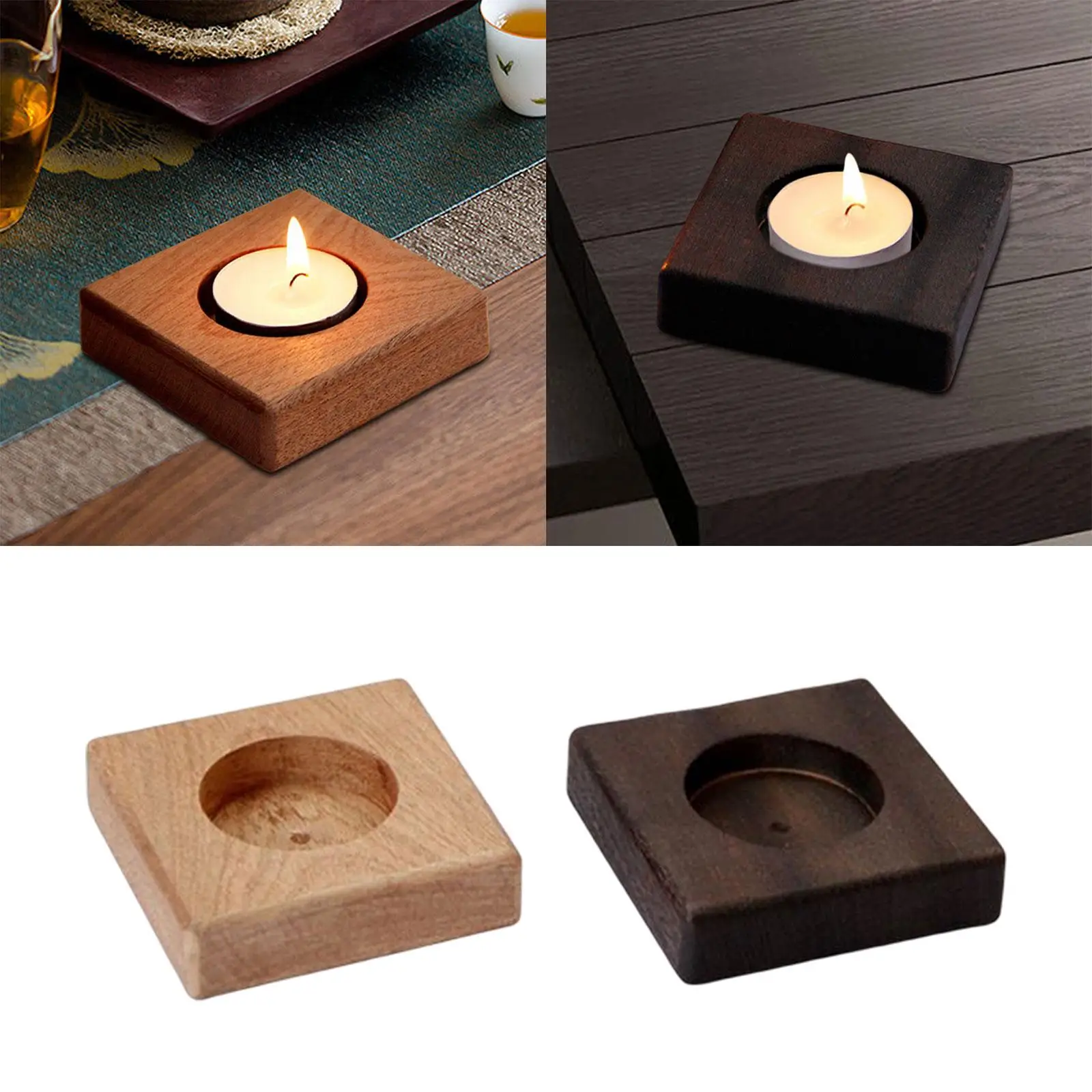 Wooden Candle Holder Candlestick Small Tea Light Holders Candle Stand Tray Candleholder for Holiday Home Wedding Decoration