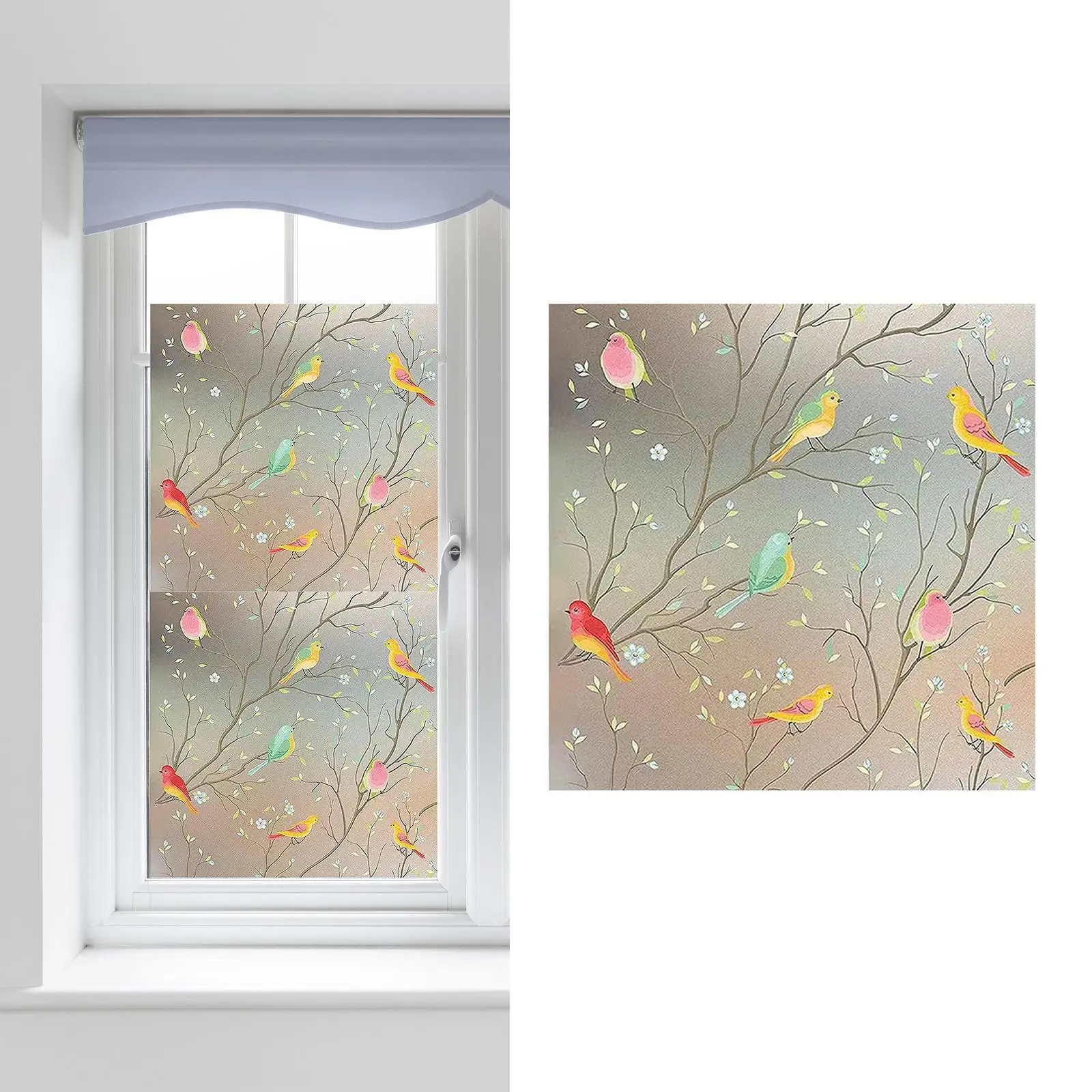 Window Privacy Film Decorative Birds Window Cling Decorative Static Cling Glass