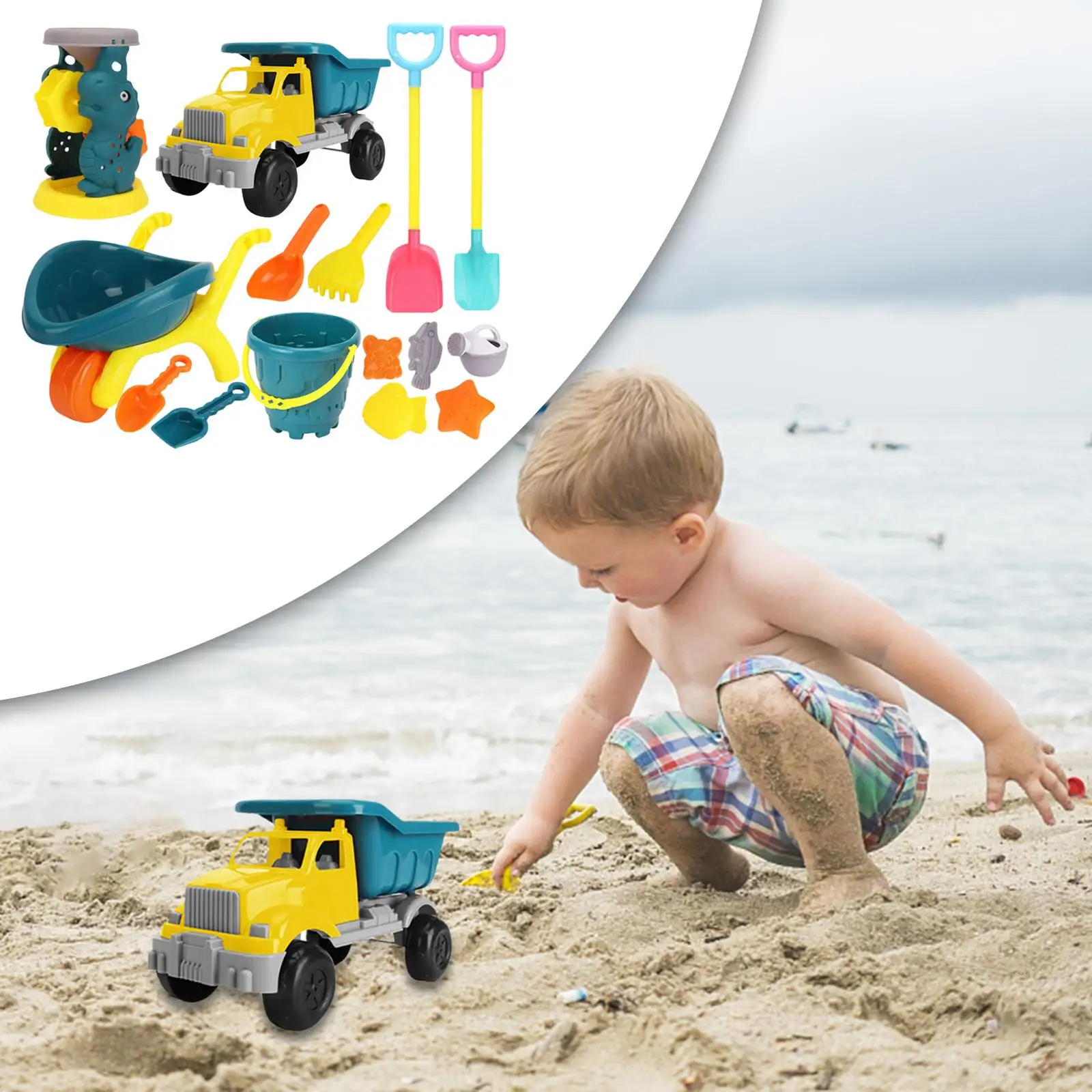 15 Pieces Summer Beach Toy Bucket Beach Game Toy for Outdoor Seaside Kids Children