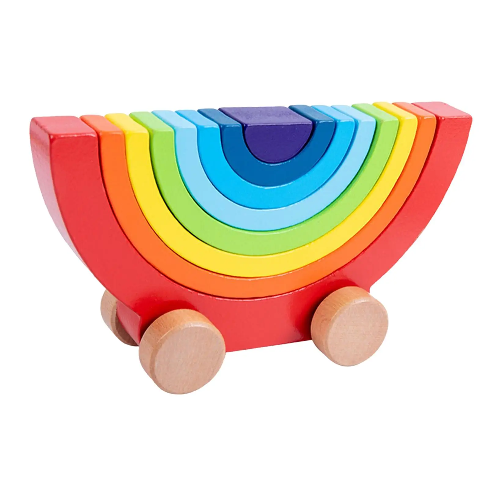 Wooden Building Blocks Car Toy Stackable Ornament Development Colorful Gift Stacker Creative Arch for Toddlers Children Teaching
