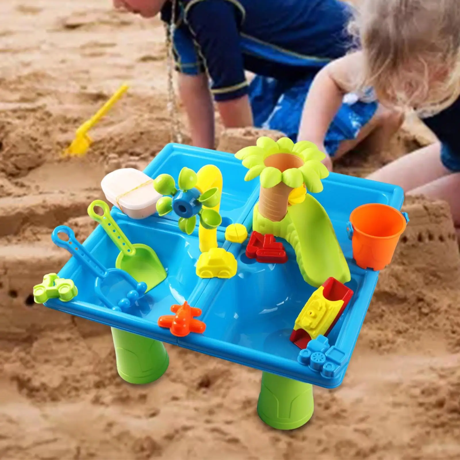 24Pcs Water Table Interactive Social Play Activity Beach Outdoor Outside Sandbox Table Playset for Kids Birthday Gifts