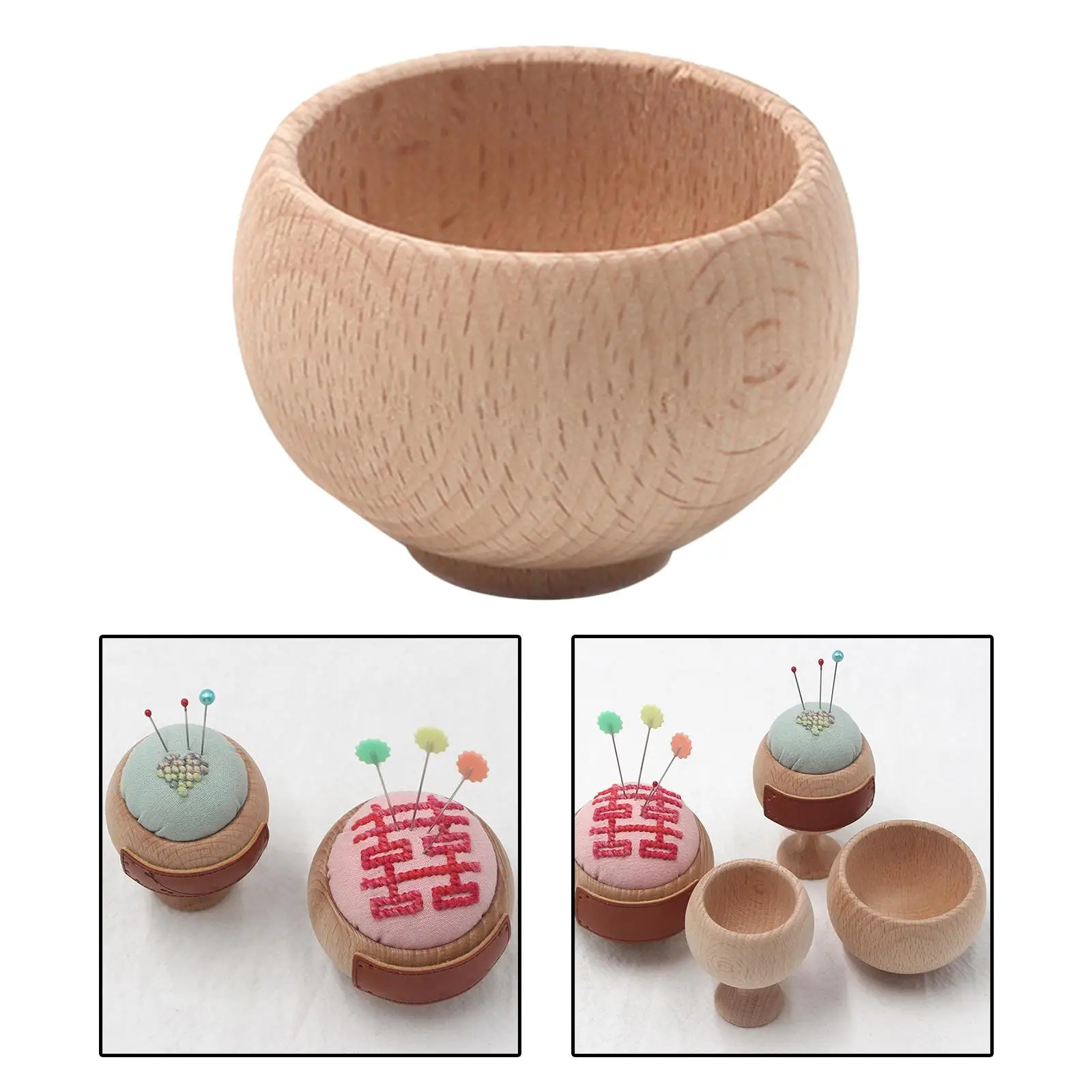 Pin Cushion Base Wooden Bowl DIY Embroidery Equipment DIY Handcraft Tool