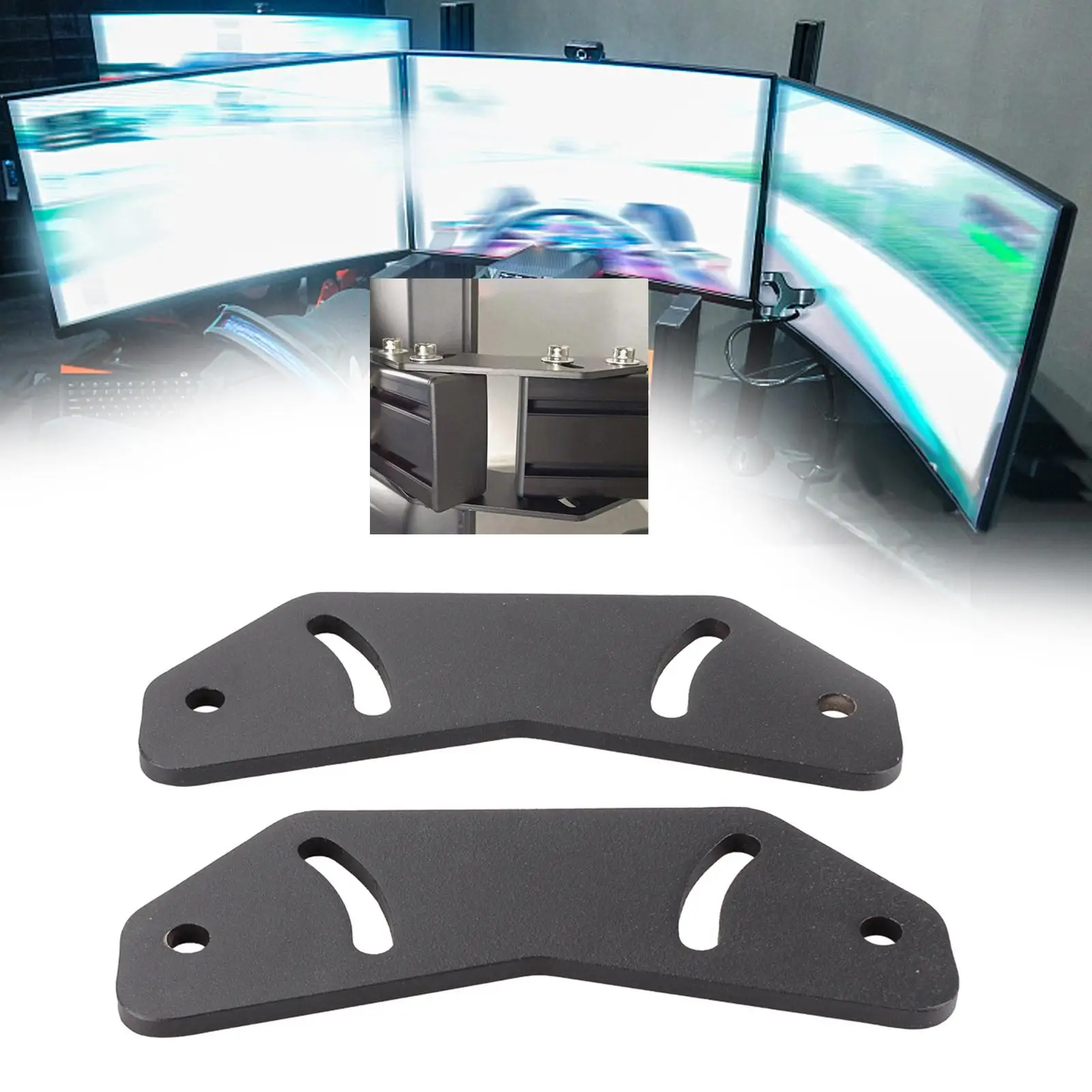 Bracket Fastener for Racing Game Computer Three Monitor Easily Install Heavy Duty Structure ,Black Universal Attachment