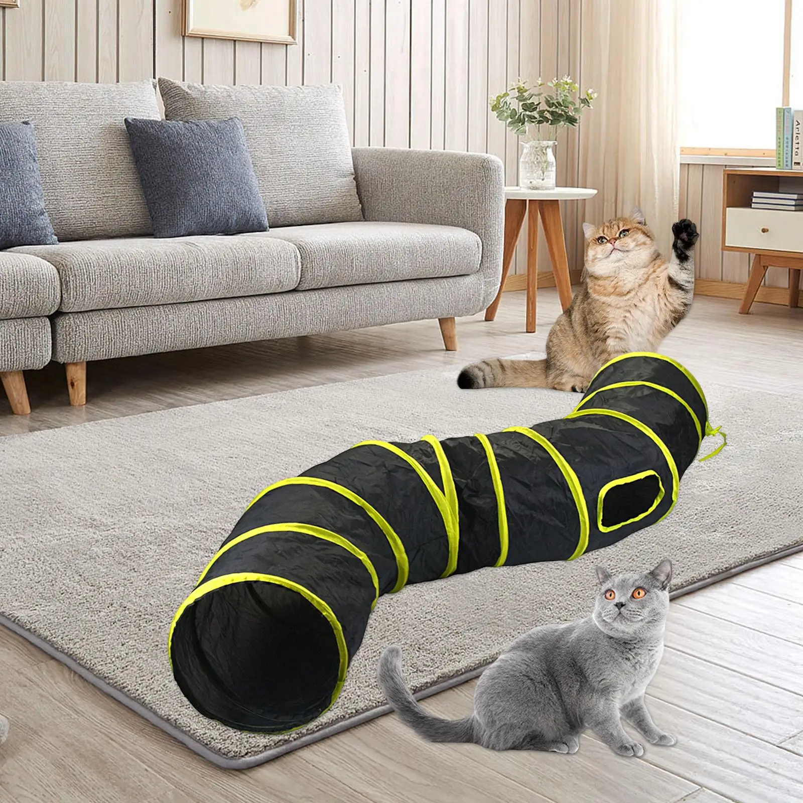 Collapsible Cat Tunnel Crinkle Paper Foldable for Indoor Cats Cat Playing Tunnel Cat Tube for Puppy Cats Small Dogs Outside