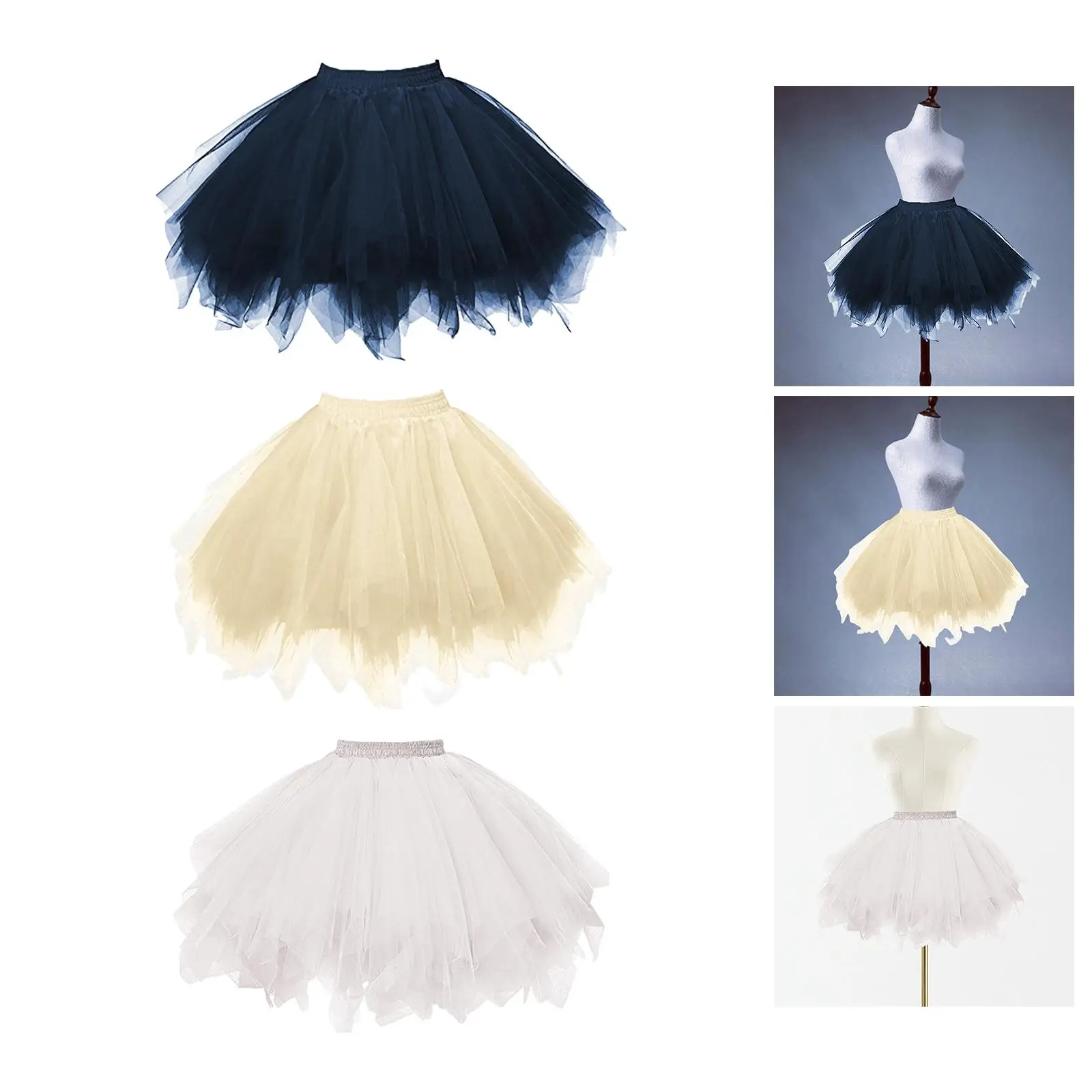 Women Tulle Tutu Skirt Party Adults Supplies Ballet Dance Tulle Petticoat Costume Dress for Proms Events Stage Rehearsal Concert
