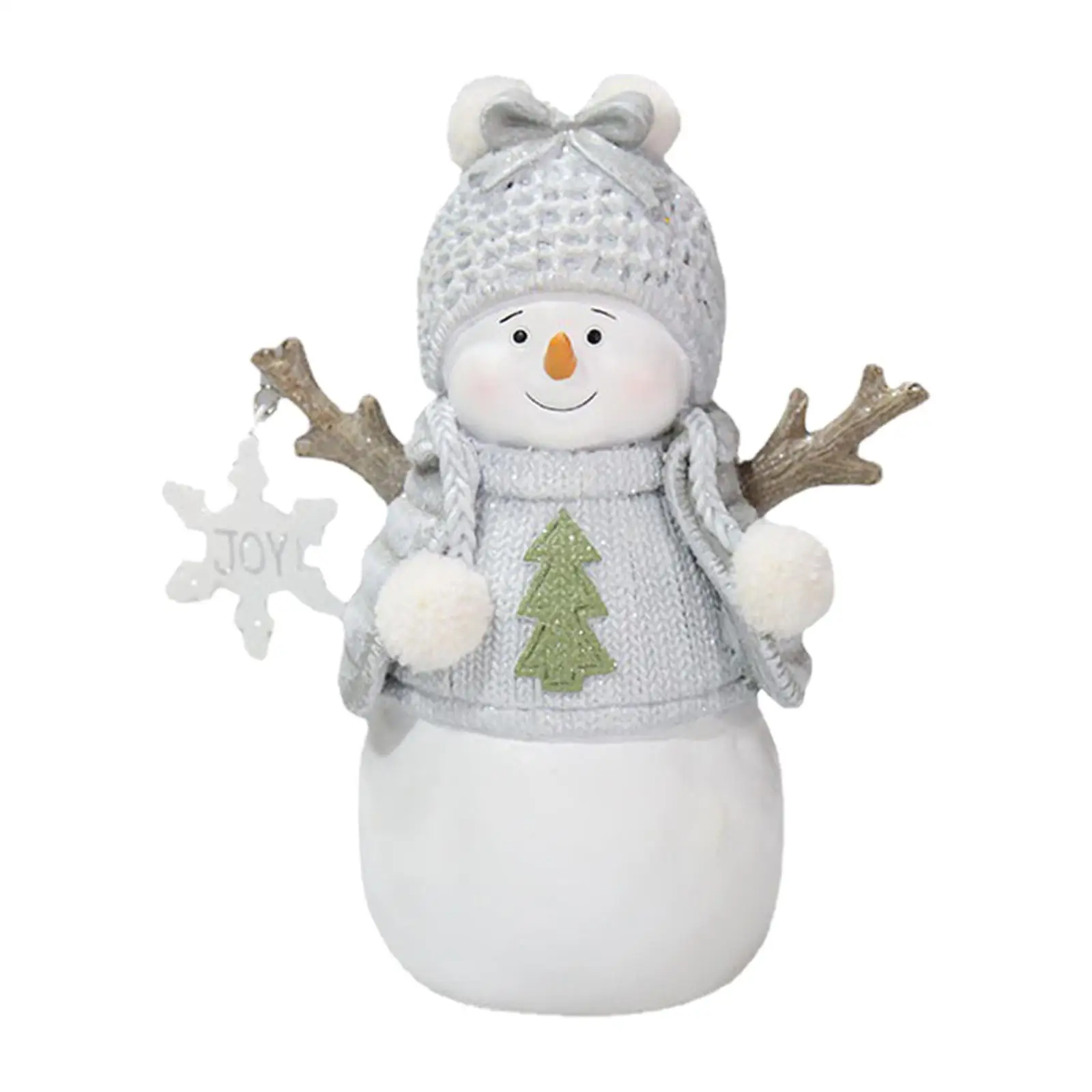 Christmas Snowman Ornament Resin Figurine Hand Painted Cute Xmas Miniature Photo Prop Desktop Sculpture for New Year Decor