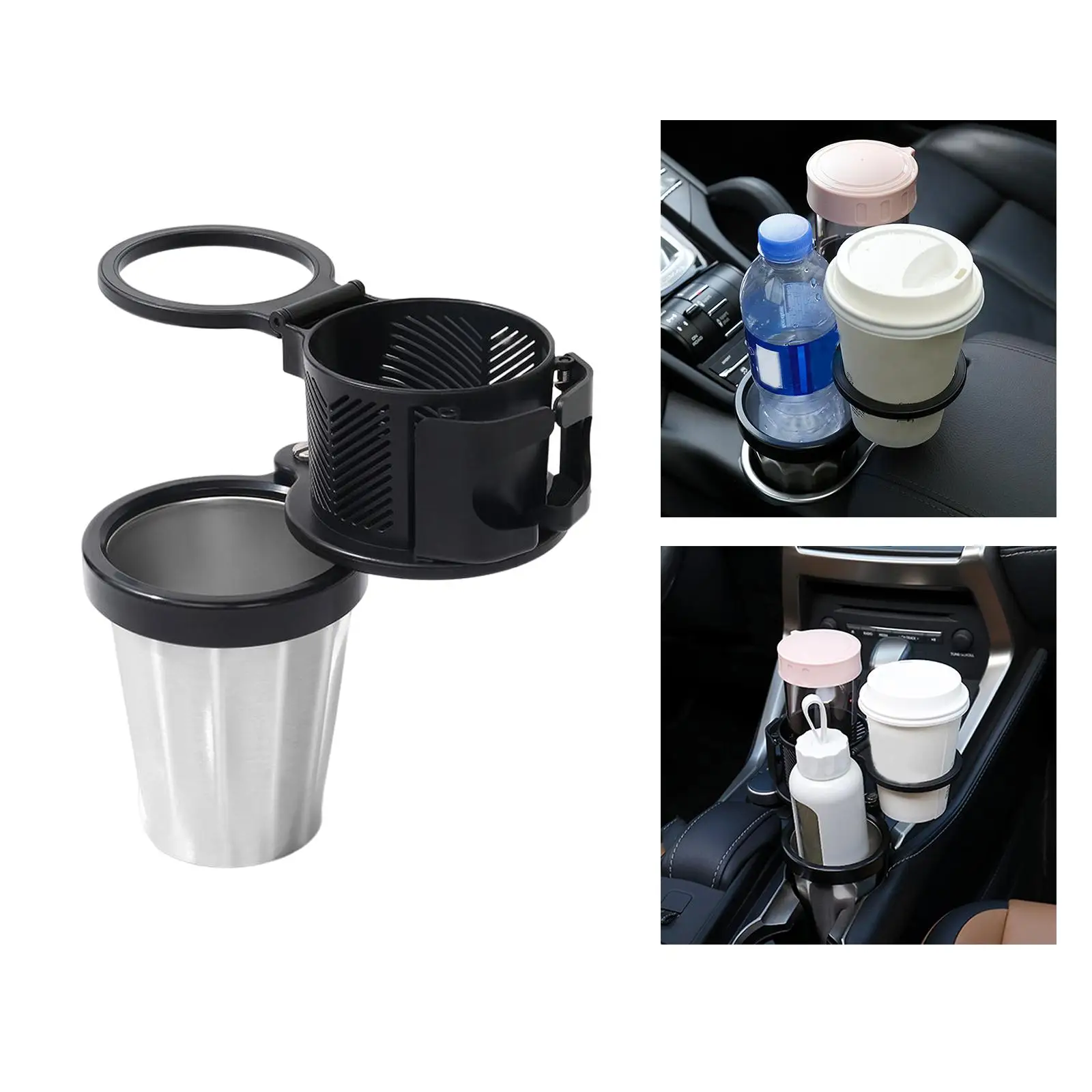 Adjustable Car Cup Holder Rotating Base Black Drink Storing Bottle Multifunctional Universal Detachable Cup Holder for Car
