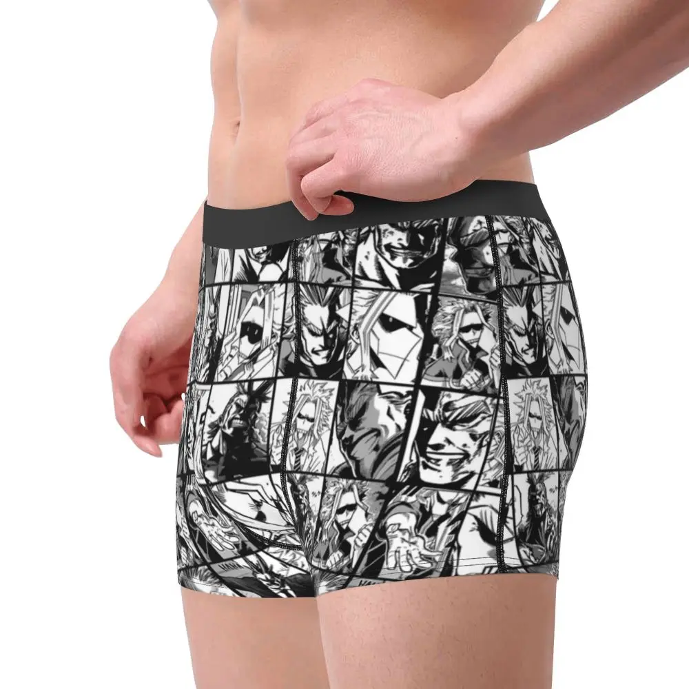 PADIDA My Hero Academia Collage Anime All Might Mens Microfiber Elastic Comfortable and Soft 3D Printed Boxer Briefs 