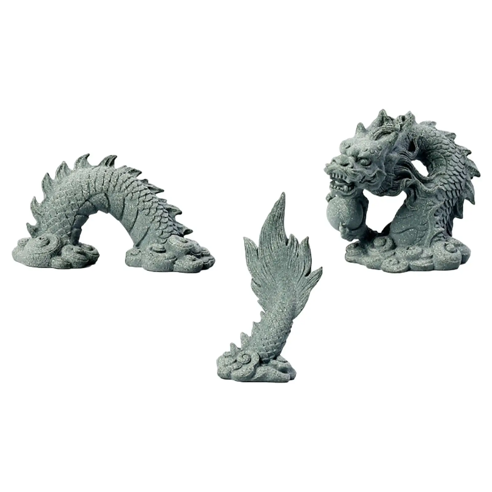 Dragon Statue Set Hand Carved Decorative Figurine Miniature Dragon Ornament Tea Pet for Tabletop Car Dashboard Home Shop Office