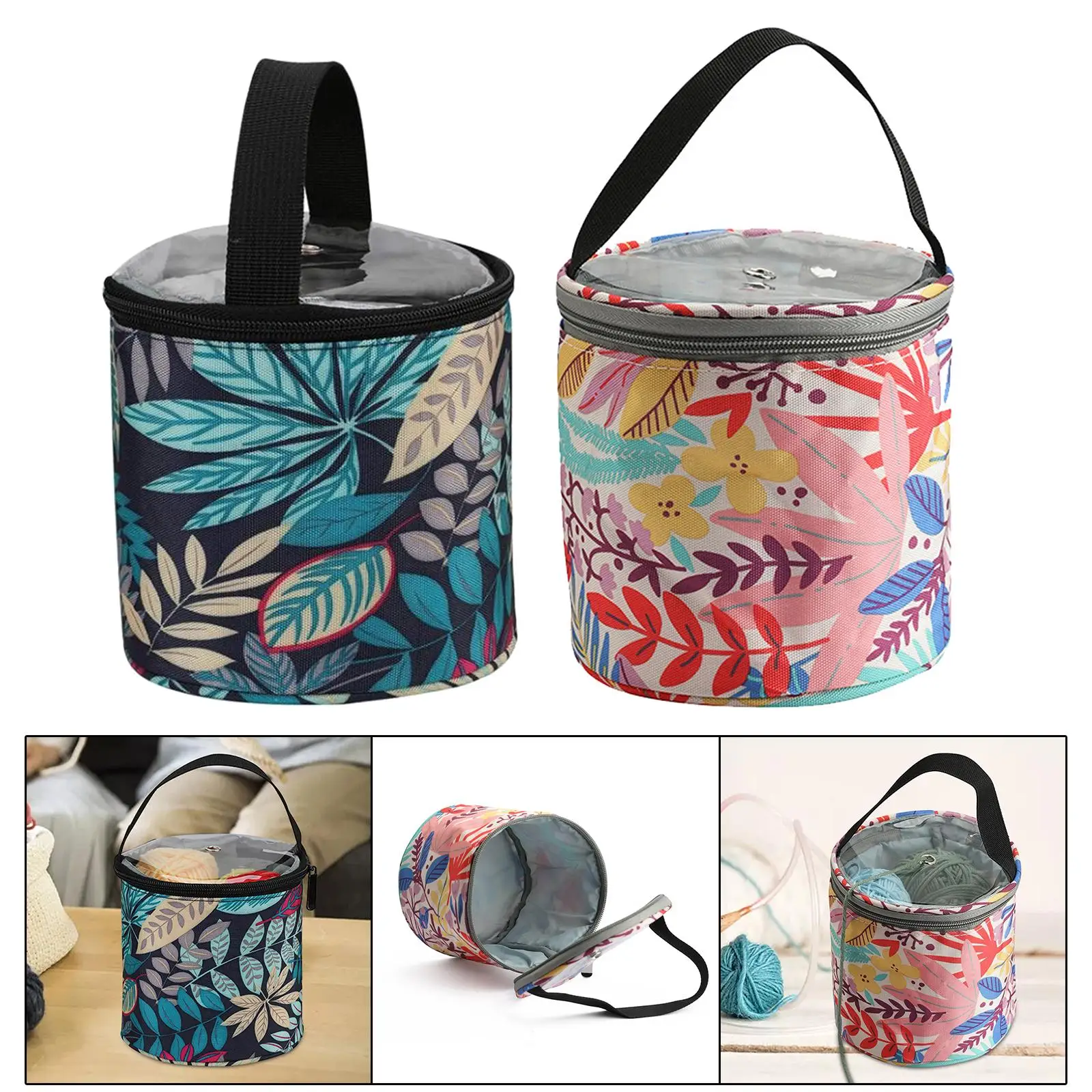 Yarn Storage Organizer Yarn Bag for Crocheting Travel Round Knitting Bag Tote with Carry Handle Crochet Bag