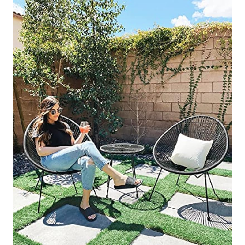 Description Picture 6 of itemSONGMICS 3-Piece Seating Acapulco, Modern Patio Furniture, Glass Top Table and 2 Chairs Indoor and Outdoor Conversation Bistro