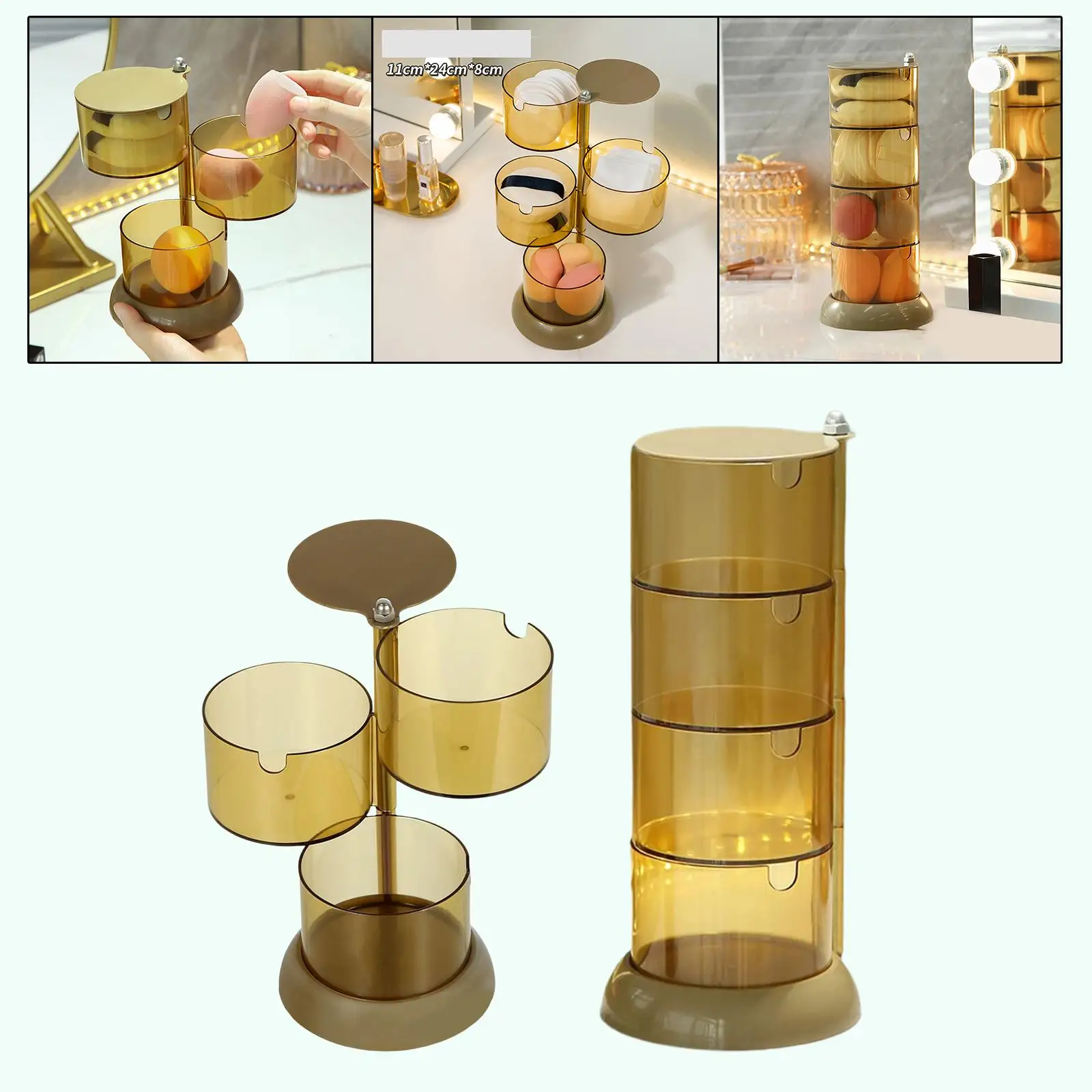 Makeup Sponge Holder 360 Degree Rotation Dustproof Display Stand Container Cosmetic Puff Storage Box for Beauty Eggs Bracelets