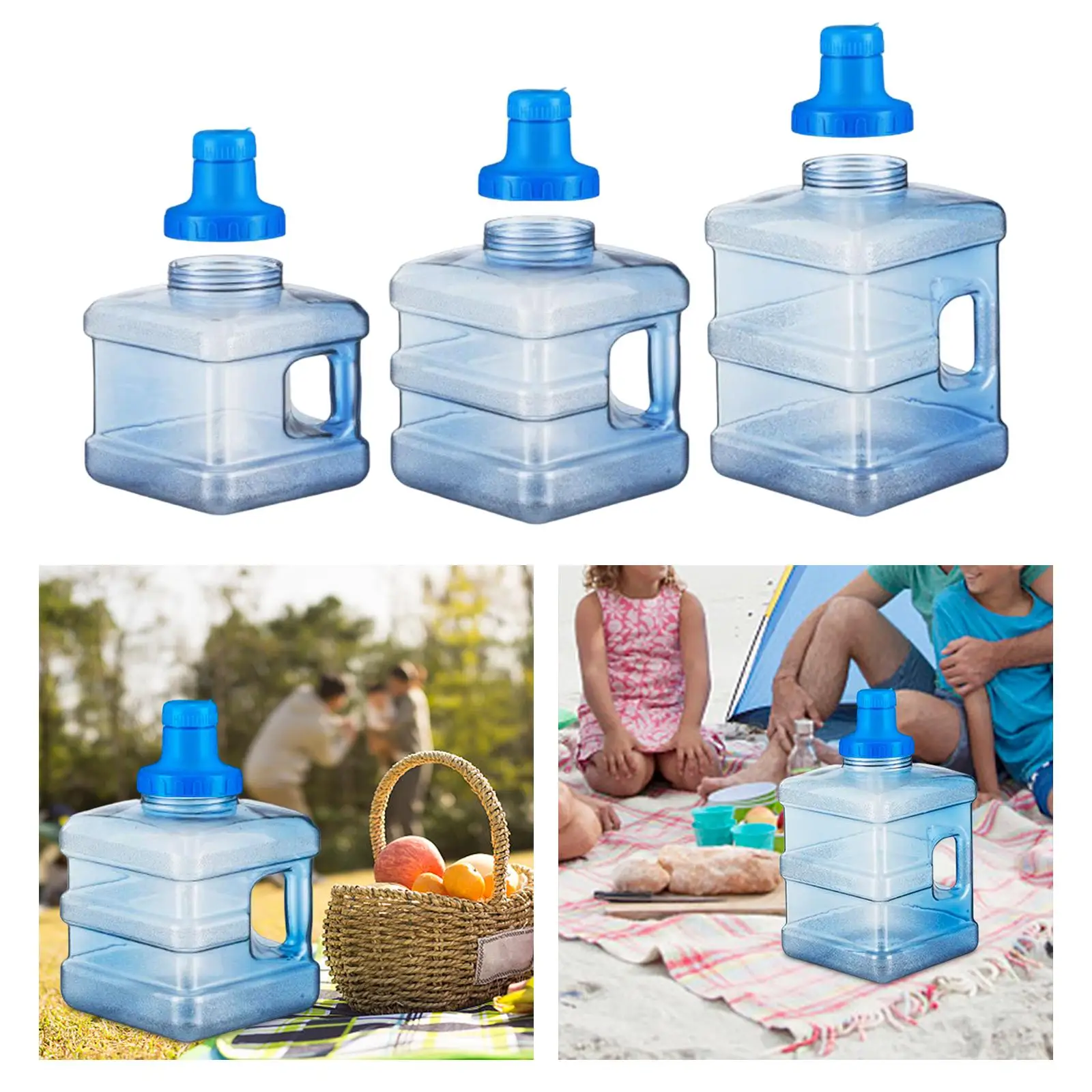 Water Bottle Container Reusable Square Water Bottle with Detachable Cap Blue
