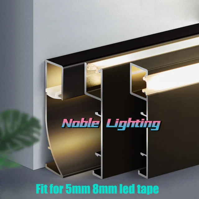1-1.5m Incasso Battiscopa Linea Alluminio Led Profilo Nero Bar Light Con  Copertura In Silicone Casa Scala Parete Decor Battiscopa
