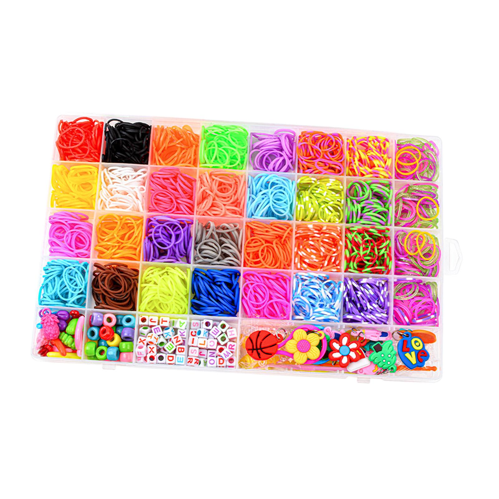 Kids Loom Bracelet Making Kit Colors Rubber Bands Accessories Practical with Clear Carrying Box Colorful for Girls and Boys