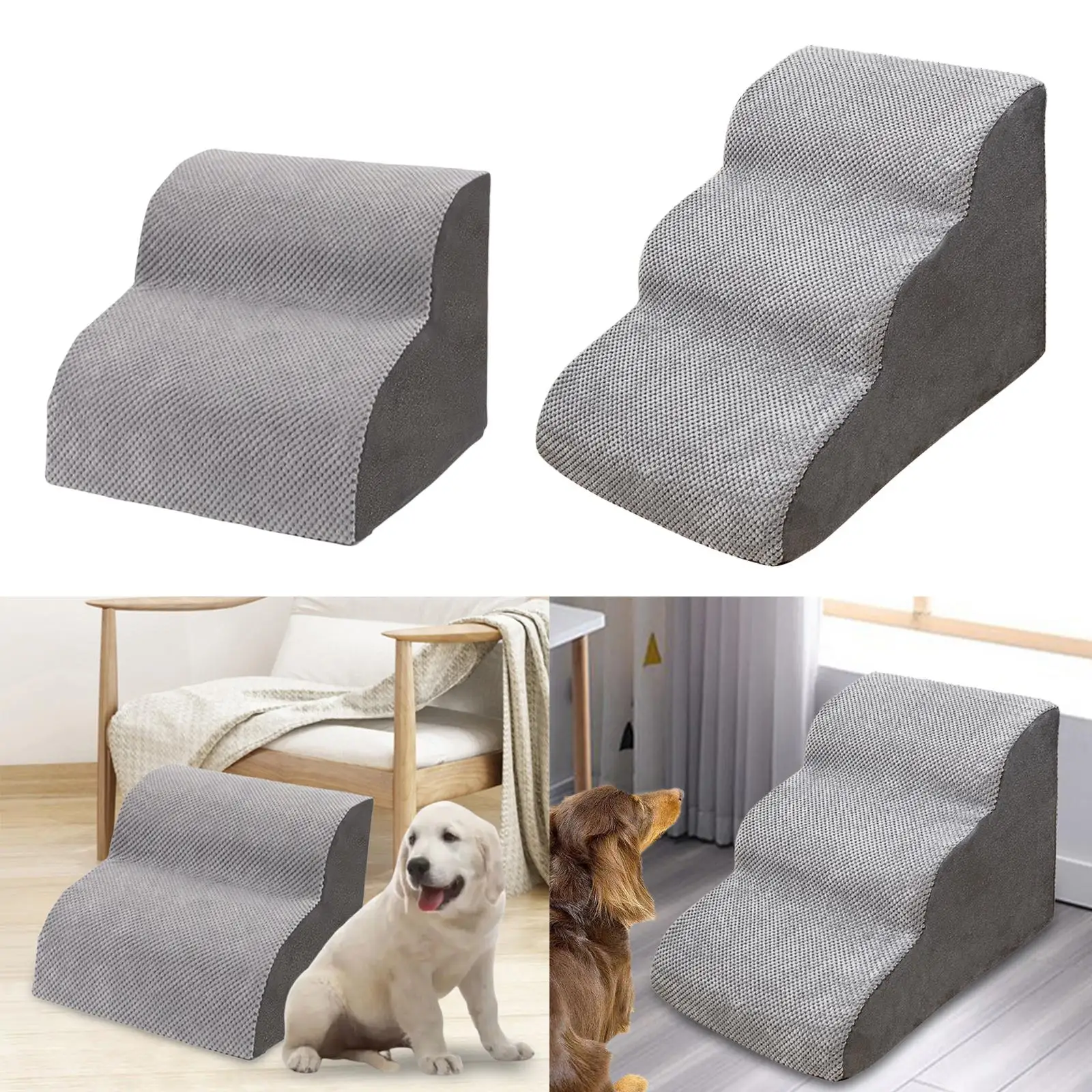 Pet Dog Stairs Ladder Durable Dog Bed Stair Detachable Washable Cover Pet Ramp for High Bed Indoor Cats Couch Home Older Dogs