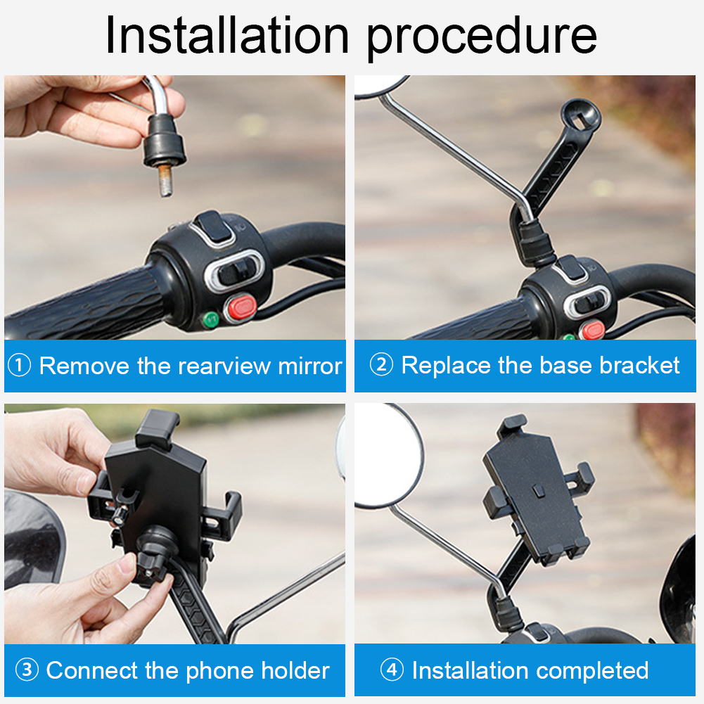Пластиковый держатель для скутера, мопеда, быстросъемное зеркало заднего  вида, универсальное вращение на 360 градусов, мотоциклетное крепление для  телефона, черное противоударное | AliExpress