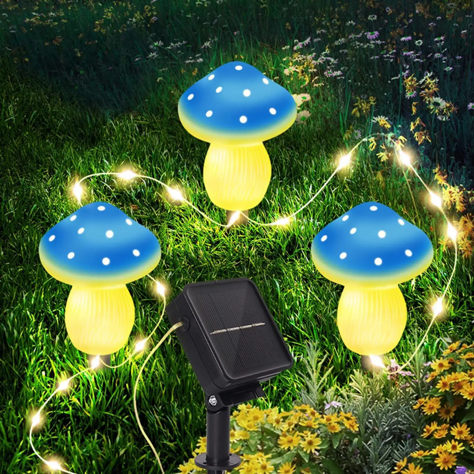 Outdoor Solar Garden Lights Automatical Solar Mushroom Decor for Fence Backyard Lawn