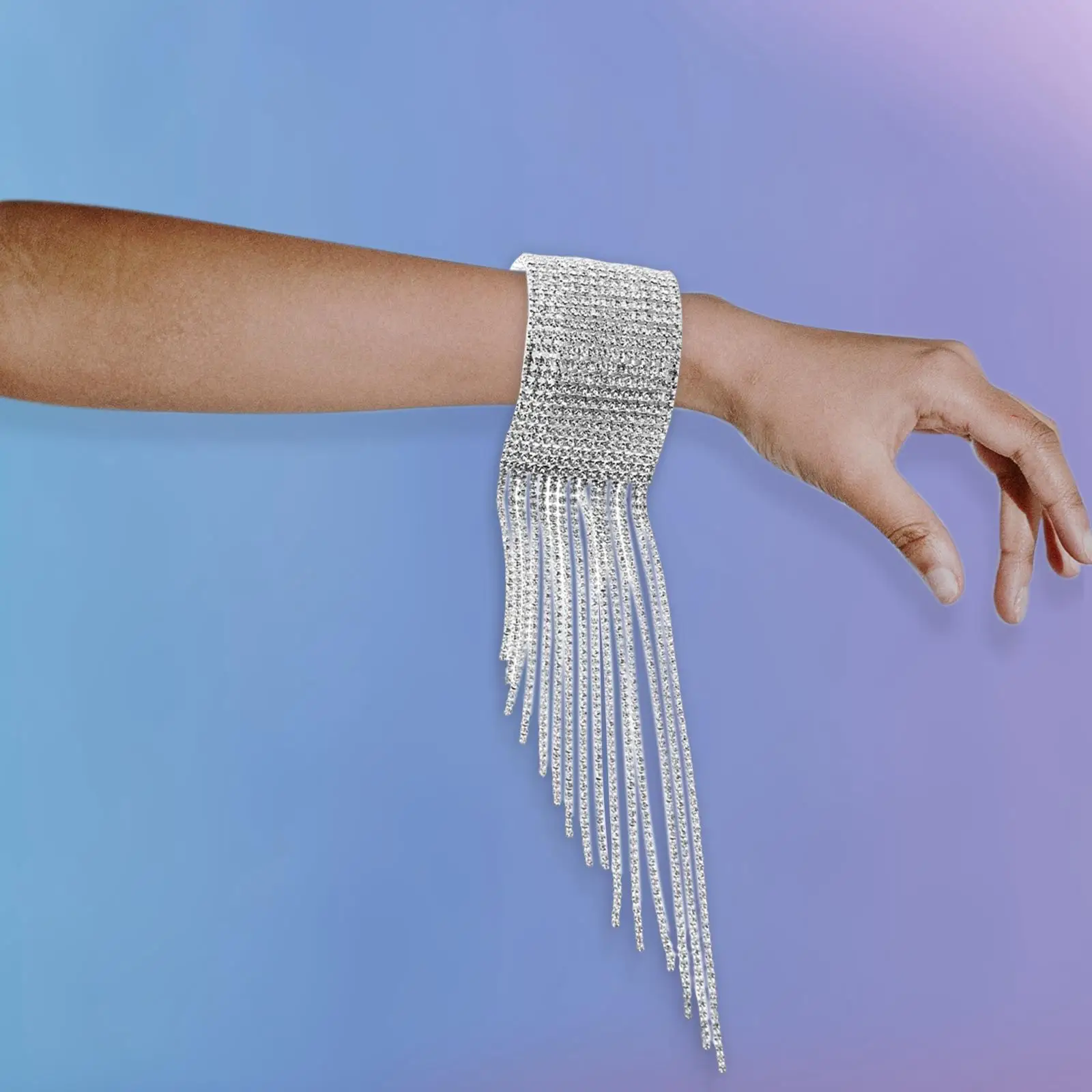 Long Tassel Rhinestone Bracelet Women Bridal Gift for Mom Wedding Nightclub