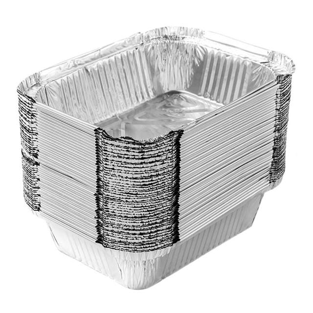 Casewin Aluminum Foil Tray Round,50pcs Round Aluminum Disposable Foil Pans  Oil-Proof Aluminum Foil Tin Box,Pie Plates Foil Trays for