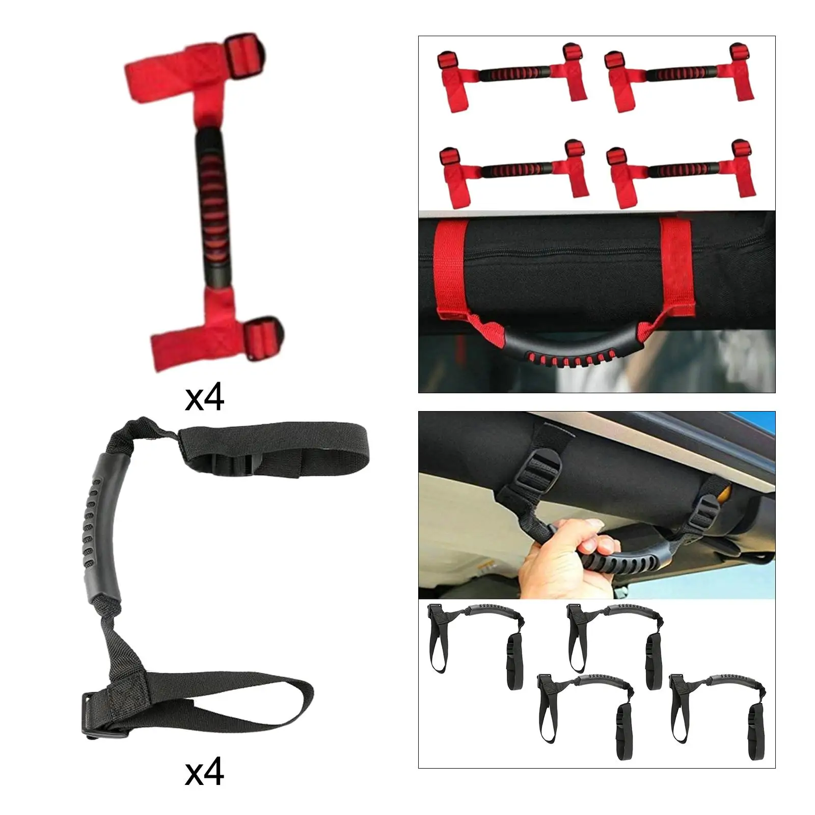 4Pcs Roll Bar Grab Handles Replacement for Jeep Wrangler Accessories Anti Slip