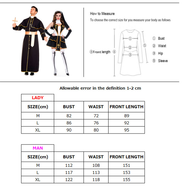 Coppie Multiple mezza età sacerdote suora abitudine Costume chiesa  religioso Convent Cosplay Fancy Party Dress carnevale Halloween - AliExpress