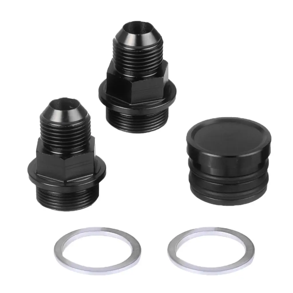 BLACK REAR BLOCK BREATHER FITTINGS AND PLUG for B16 B18C CATCH CAN 10AN