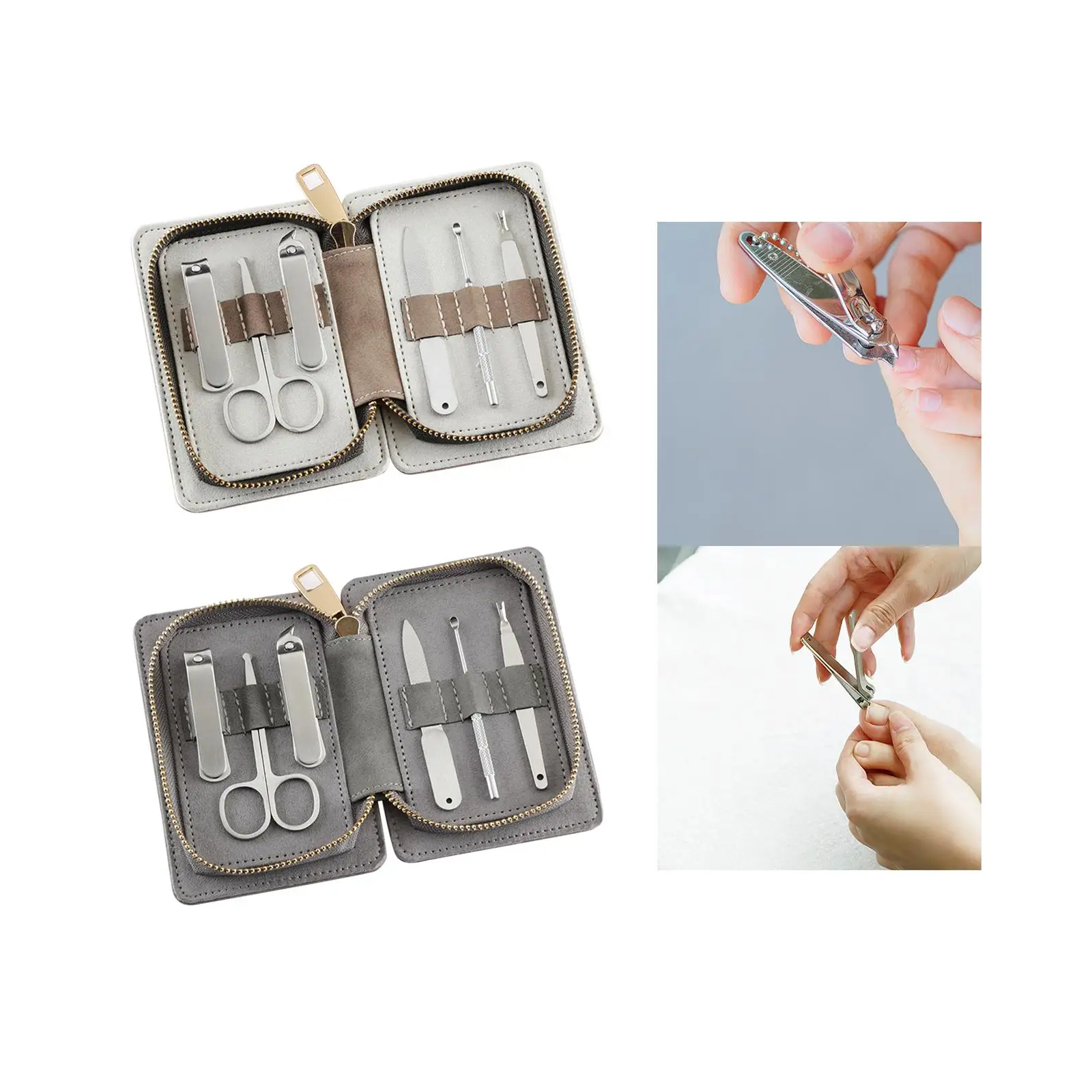 6 Pieces Manicure Set with PU Leather Case Hand Foot Nail Care Tools Stainless Steel 6 in 1 Nail Clippers Pedicure Kit for Home