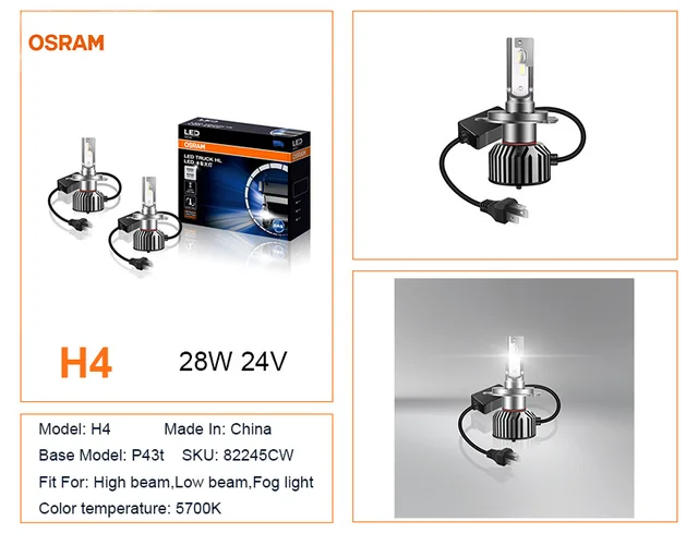 OSRAM TRUCK Pro LED HL H7 H4 H1 24V Truck Headlight 45W 6500K