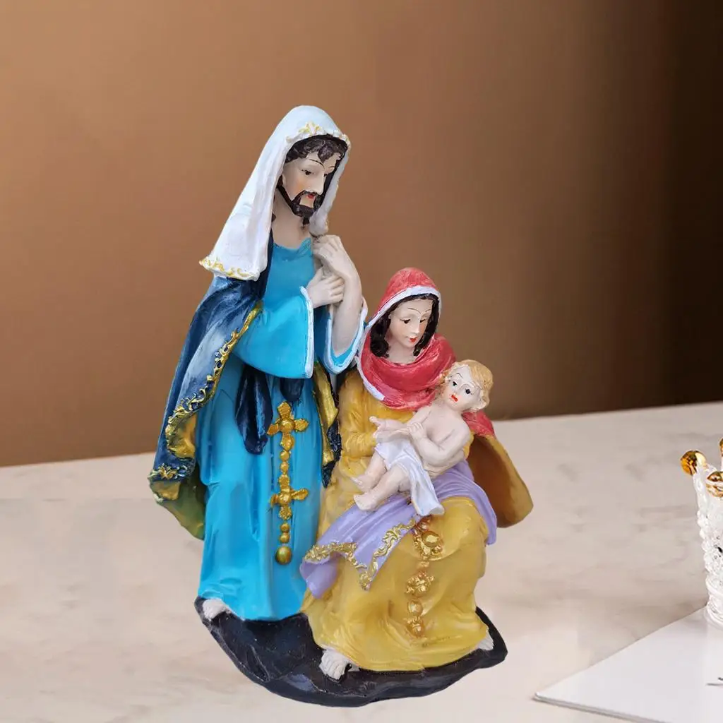 Mini Nativity Mary Joseph Jesus Figure Decor Birth of Jesus Statue Room Home Office Church Ornament Gift Decoration