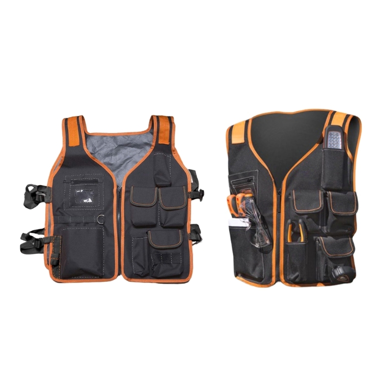 Trabalho Vest Tool Vest Zipper Bag Multi-bolso