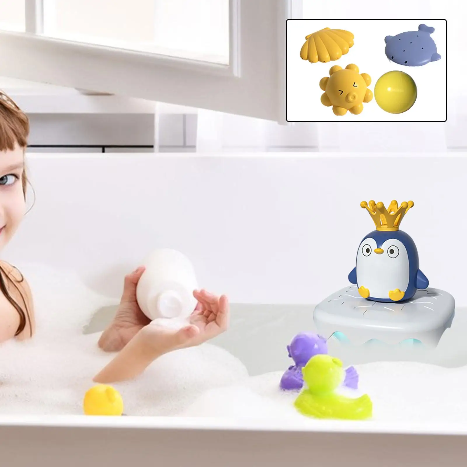 Baby Bath Penguin Toy Boys Girls Gifts Interactive Baby Bathtub Water Toys