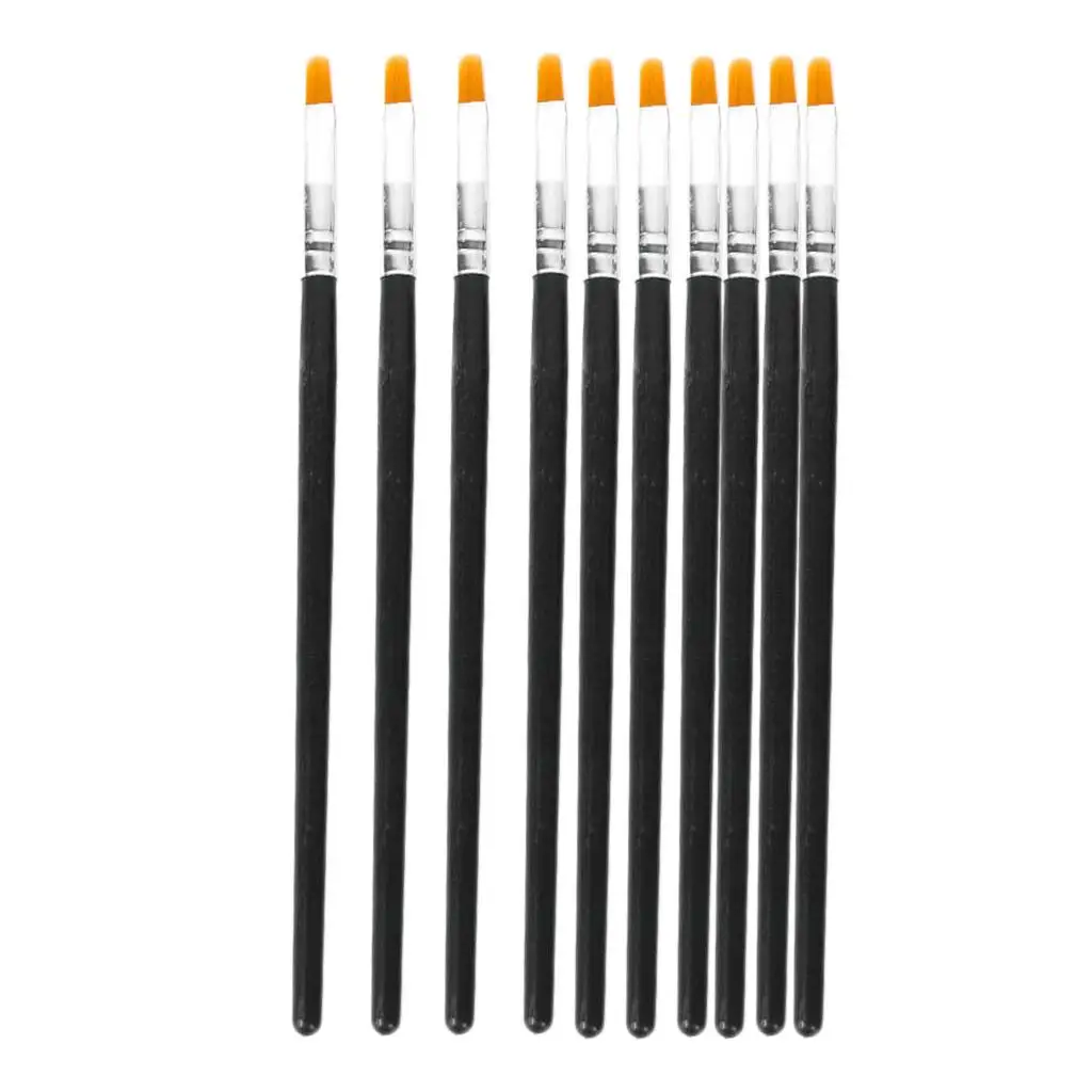 10 Paint Brushes Set with Synthetic Hair, Wooden Handle, Small Brush Bulk Kit, Acrylic Painting for Kids, Children, Students