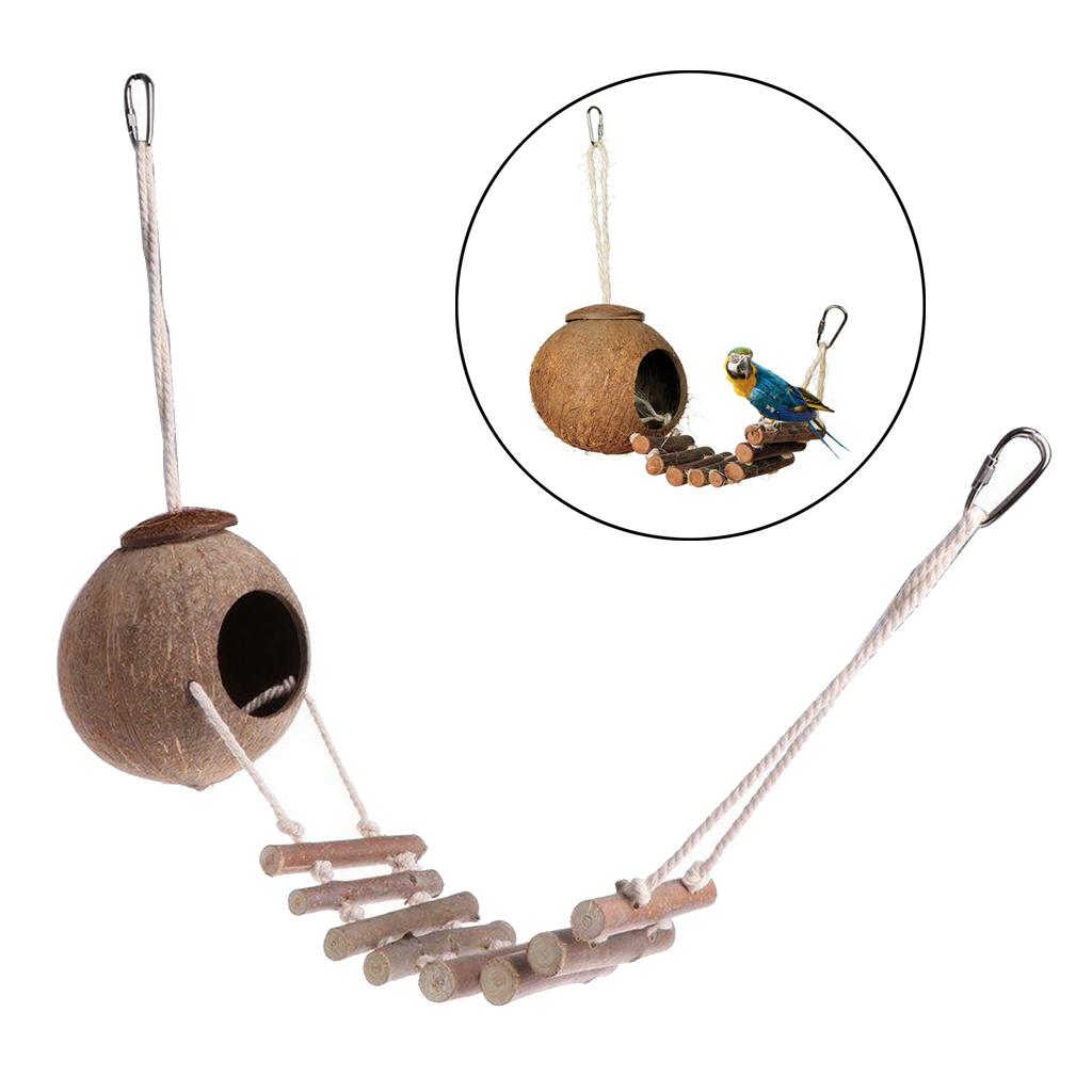 Title 3, Hanging Bird House Cage Toy for Pet Bird, Natur...