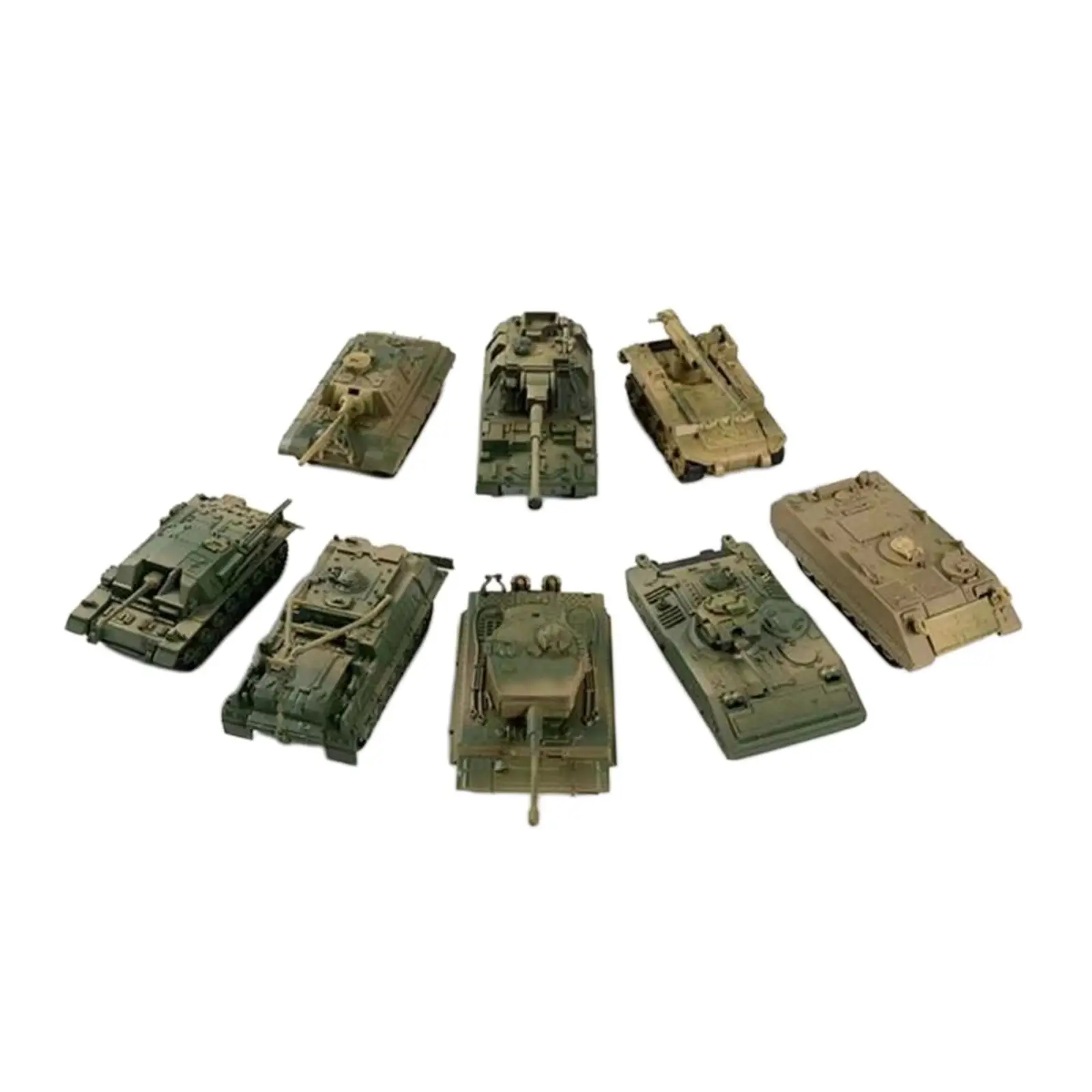 8Pcs Miniature Tank Model Vehicle Tank Model Toy Showcase Playset Simulation 1/72 Tank Model for Boy Adults Kids Birthday Gift