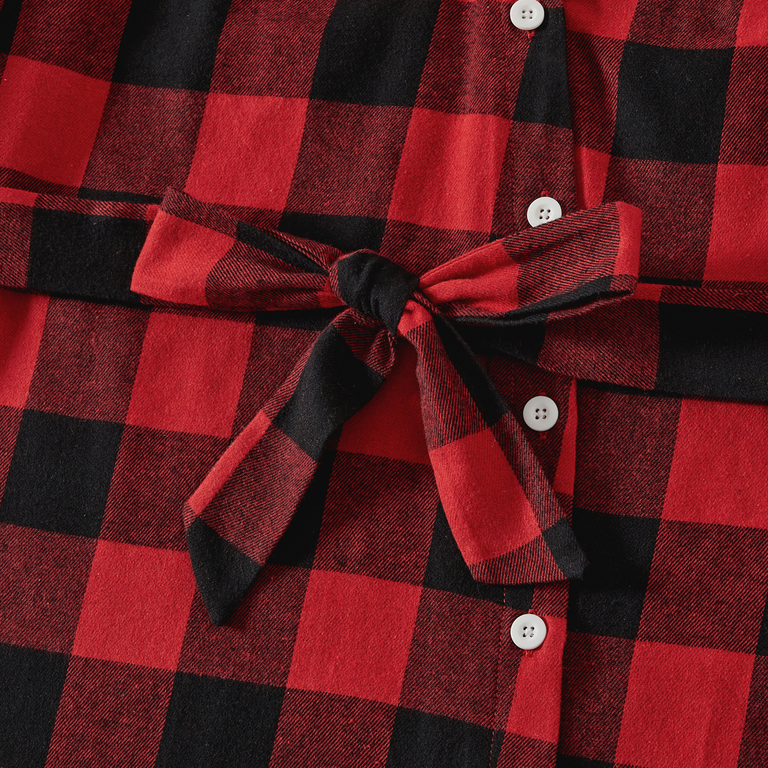 PatPat Christmas Family Matching Outfits Red and Black Plaid Long-sleeve Shirts and Belted Dresses Matching Family Clothes Sets