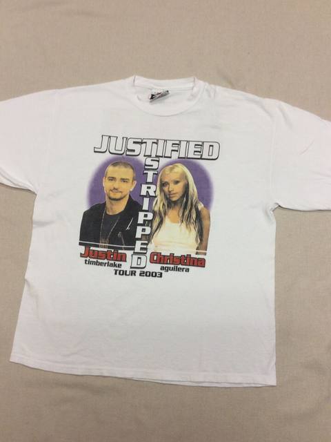 VTG Christina Aguilera Justin on sale Timberlake 2003 Tour Shirt Justified & Striped