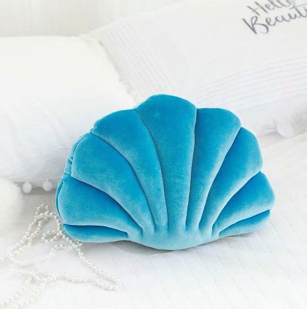 Sioloc Almohadas de concha, almohadas en forma de concha de mar, almohadas  decorativas de terciopelo suave para cama, sofá, sala de estar, decoración