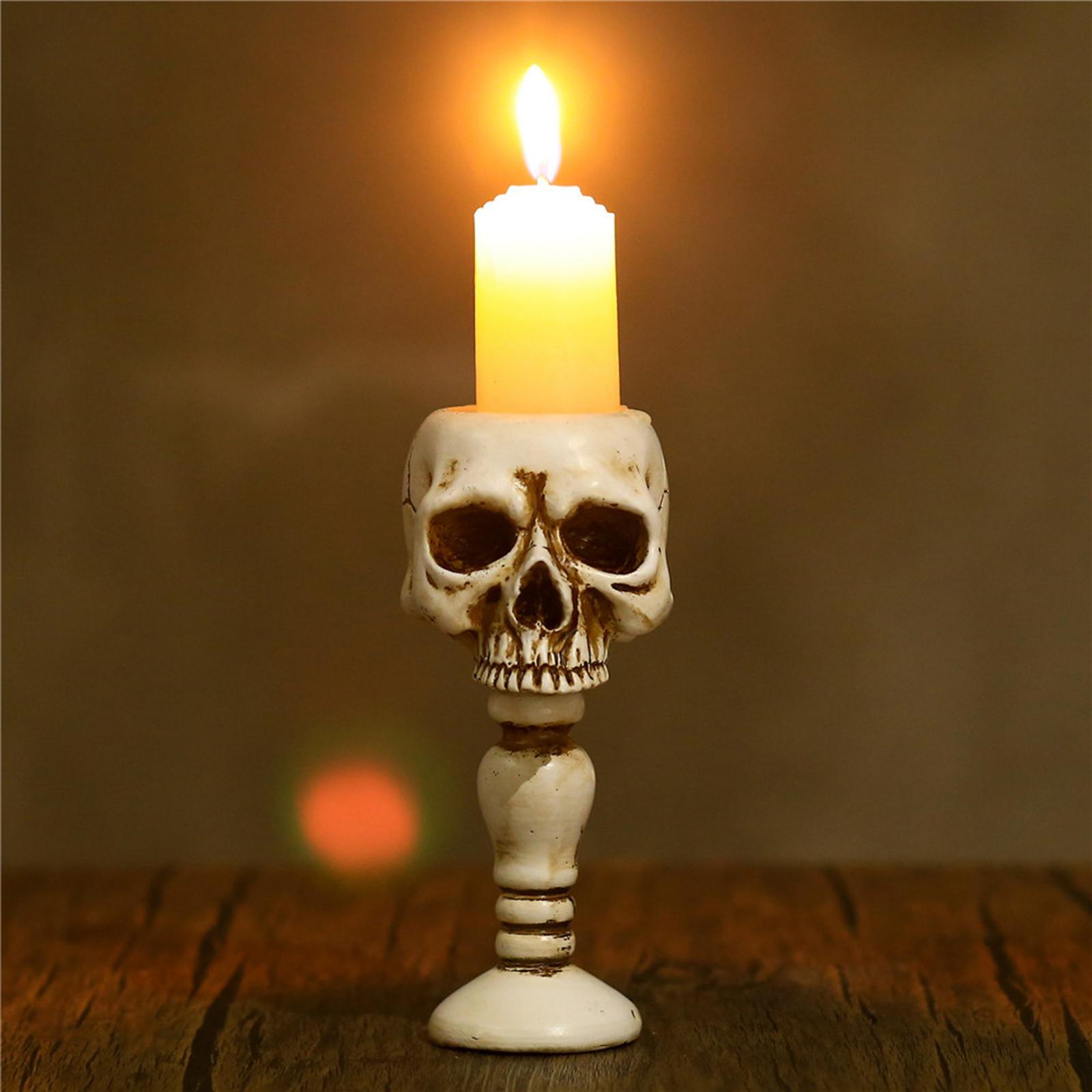 Skull Taper Candle Holder Stand Candelabrum Sculpture Living Room Ornaments