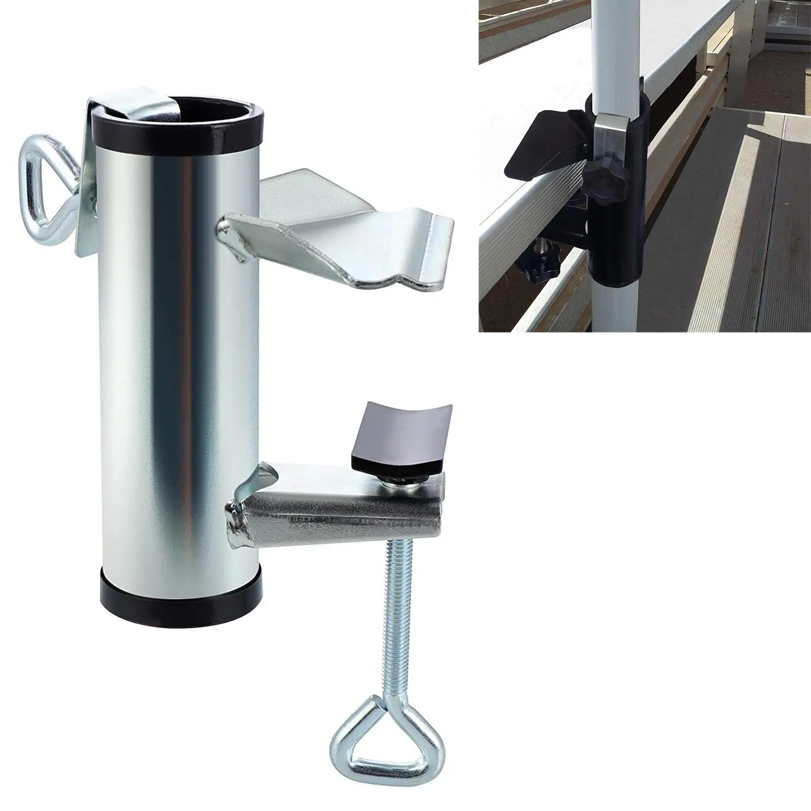 Balcony Umbrella Holder Patio Umbrella Clamp Deck Umbrella Holder Bracket for Fences Bleachers Courtyard Balcony Pool Deck